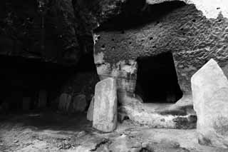 Foto, materieel, vrij, landschap, schilderstuk, bevoorraden foto,Een grot van Zuigan-ji Tempel van Matsushima, Grot, Monument, Klif, Rots