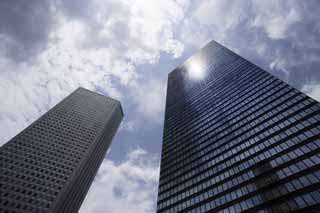 fotografia, materiale, libero il panorama, dipinga, fotografia di scorta,Un edificio, costruendo, nube, cielo blu, riflessione