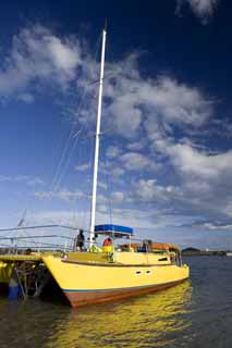 fotografia, materiale, libero il panorama, dipinga, fotografia di scorta,Un yacht di mattina, yacht, nave, albero, cielo blu