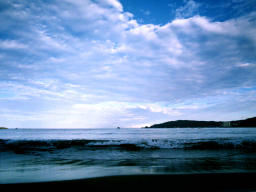 foto,tela,gratis,paisaje,fotografa,idea,Olas resonando bajo el cielo de verano., Mar, Nube, Cielo azul, 