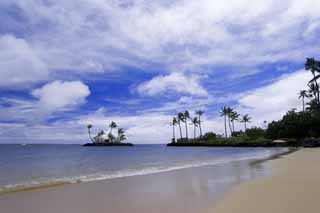 Foto, materieel, vrij, landschap, schilderstuk, bevoorraden foto,EEN Hawaiian strand, Strand, Zandstrand, Blauwe lucht, Lasi