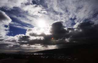 fotografia, materiale, libero il panorama, dipinga, fotografia di scorta,Un grumo di nube, Il sole, cielo blu, nube, nube di tuono