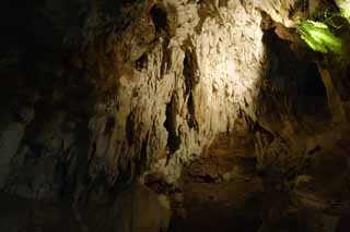 fotografia, material, livra, ajardine, imagine, proveja fotografia,Ishigaki-jima Ilha estalactite caverna, caverna de estalactite, Estalactite, Pedra calcria, caverna