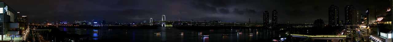 fotografia, materiale, libero il panorama, dipinga, fotografia di scorta,Tokio vista serale da Odaiba, Ponte di arcobaleno, Baia di Tokio, barca di piacere, La spiaggia