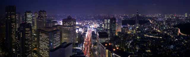 fotografia, materiale, libero il panorama, dipinga, fotografia di scorta,Shinjuku svilupp di recente centro urbano vista serale, costruendo, La Tokio l'ufficio di MetropolitGovernment, DoCoMo torreggia, strada pubblica nazionale