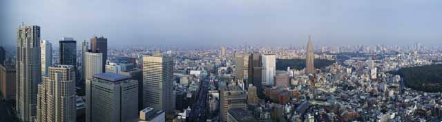 fotografia, materiale, libero il panorama, dipinga, fotografia di scorta,Shinjuku svilupp di recente centro urbano, costruendo, La Tokio l'ufficio di MetropolitGovernment, DoCoMo torreggia, strada pubblica nazionale