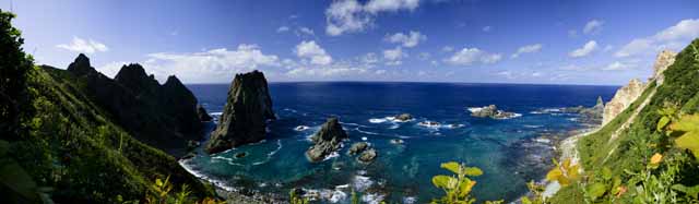Foto, materiell, befreit, Landschaft, Bild, hat Foto auf Lager,Insel Takeshi wird ganze Sicht dahinrollen, felsiger Berg, , Der Horizont, blauer Himmel