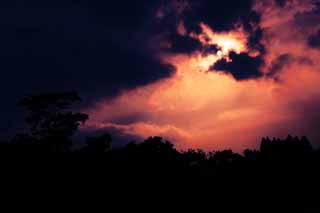 Foto, materiell, befreit, Landschaft, Bild, hat Foto auf Lager,Senzoku Pond Abendlandschaft, Die Sonne, Wolke, Silhouette, 