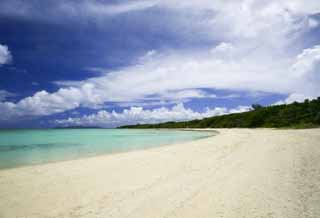 fotografia, materiale, libero il panorama, dipinga, fotografia di scorta,Una spiaggia di paese meridionale, spiaggia sabbiosa, cielo blu, spiaggia, nube