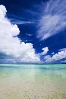 fotografia, materiale, libero il panorama, dipinga, fotografia di scorta,Una spiaggia di paese meridionale, spiaggia sabbiosa, cielo blu, spiaggia, nube