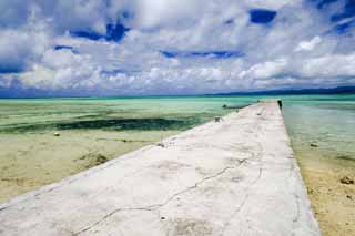 fotografia, materiale, libero il panorama, dipinga, fotografia di scorta,Banchina Dell'ovest, Concreto, cielo blu, Il mare, nube