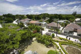 photo,material,free,landscape,picture,stock photo,Creative Commons,Taketomi-jima Island town area, roof, Okinawa, tile, cloud