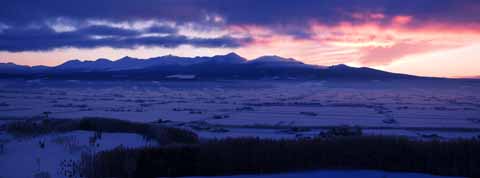 fotografia, materiale, libero il panorama, dipinga, fotografia di scorta,Il bagliore di mattina di dieci catena montuosa di vittorie, campo nevoso, montagna, albero, campo