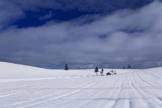 photo,material,free,landscape,picture,stock photo,Creative Commons,A small house of a snowy field, snowy field, cloud, house, blue sky