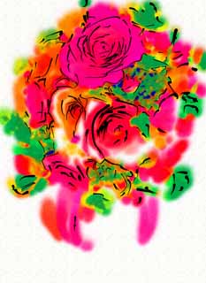 illust, materiell, befreit, Landschaft, Bild, Gemlde, Farbbleistift, Wachsmalstift, Zeichnung,,Ein Strau, Strau, Rose, , 