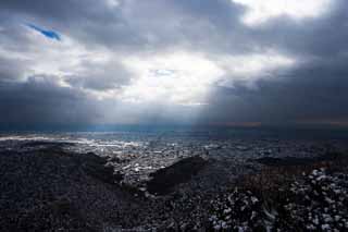 Foto, materieel, vrij, landschap, schilderstuk, bevoorraden foto,Een stem van de lucht, Het is besneeuwd, Maak, Gifu, Stad