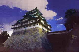 illust,tela,gratis,paisaje,fotografa,idea,pintura,Lpiz de color,dibujo,Nagoya - Castle de jo, Lucio de orca, Castillo, La torre de castillo, 