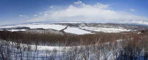 Foto, materiell, befreit, Landschaft, Bild, hat Foto auf Lager,See Abashiri von Tentozan, See Abashiri, Es ist schneebedeckt, Wald, 