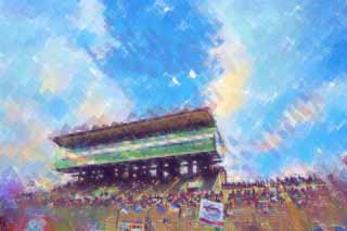 illust,tela,gratis,paisaje,fotografa,idea,pintura,Lpiz de color,dibujo,El cielo del circuito de Suzuka, Estadio principal, Cielo azul, Asiento, 