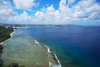 fotografia, materiale, libero il panorama, dipinga, fotografia di scorta,Blu di golfo di Tumon, isola meridionale, ricorso, Tropicale, scogliera di corallo