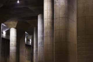 Foto, materiell, befreit, Landschaft, Bild, hat Foto auf Lager,Ein riesiger unterirdischer Schrein, Beton, Pfeiler, Reservoir, Kellergeschoss