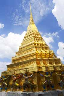 Foto, materieel, vrij, landschap, schilderstuk, bevoorraden foto,Tempel van de Emerald Buddha, Goud, Boeddha, Tempel van de Smaragd Boeddha, Bezoekende touristenplaats