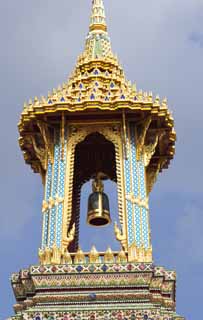 Foto, materiell, befreit, Landschaft, Bild, hat Foto auf Lager,Glockenturm des Tempels vom smaragdgrnen Buddha, Gold, Buddha, Tempel vom smaragdgrnen Buddha, Besichtigung