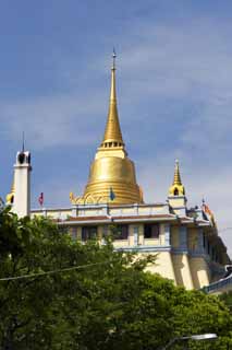 photo,material,free,landscape,picture,stock photo,Creative Commons,Wat Sakhet, temple, pagoda, hill, Gold