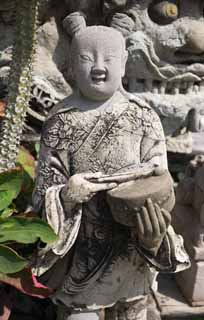 photo,material,free,landscape,picture,stock photo,Creative Commons,A stone statue of Wat Suthat, temple, Buddhist image, stone statue, Bangkok