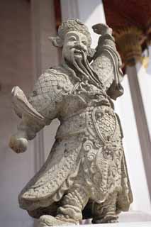 photo,material,free,landscape,picture,stock photo,Creative Commons,A stone statue of Wat Suthat, temple, Buddhist image, stone statue, Bangkok