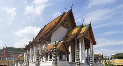 Foto, materieel, vrij, landschap, schilderstuk, bevoorraden foto,Wat Suthat, Tempel, Boeddhist afbeelding, De belangrijkste hal van een Boeddhist tempel, Bangkok