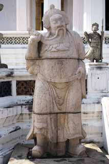 photo,material,free,landscape,picture,stock photo,Creative Commons,A stone statue of Wat Suthat, temple, Buddhist image, stone statue, Bangkok