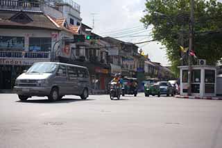 photo, la matire, libre, amnage, dcrivez, photo de la rserve,Une traverse de Bangkok, voiture, motocyclette, signal, traverser