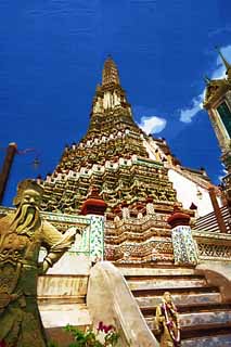 Illust, materieel, vrij, landschap, schilderstuk, schilderstuk, kleuren potlood, crayon, werkje,Tempel van Dagen, Tempel, Boeddhist afbeelding, Tichel, Bangkok
