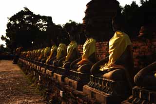 fotografia, material, livra, ajardine, imagine, proveja fotografia,Uma imagem budista de Ayutthaya, Imagem budista, Buda, pagode, Ayutthaya permanece