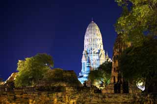 Foto, materiell, befreit, Landschaft, Bild, hat Foto auf Lager,Wat Ratchaburana, Das kulturelle Erbe von Welt, Buddhismus, Gebude, Ayutthaya-berreste