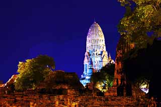 illust, matire, libre, paysage, image, le tableau, crayon de la couleur, colorie, en tirant,Wat Ratchaburana, L'hritage culturel de Monde, Bouddhisme, construire, Ayutthaya reste