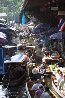 Foto, materieel, vrij, landschap, schilderstuk, bevoorraden foto,Water markt, Markt, Aankoop en aan het verkopen, Boot, 