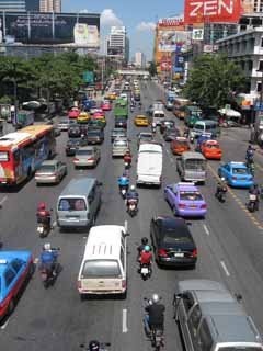 Foto, materieel, vrij, landschap, schilderstuk, bevoorraden foto,Bangkok straat, Auto, Motorfiets, Straat, Asfaltbitumen