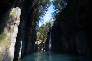 photo,material,free,landscape,picture,stock photo,Creative Commons,Takachiho-kyo Gorge, Ravine, Backlight, cliff, natural monument