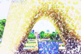 illustration,material,free,landscape,picture,painting,color pencil,crayon,drawing,Hiroshima Peace Memorial Park, World's cultural heritage, nuclear weapon, War, Misery