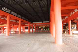 Foto, materiell, befreit, Landschaft, Bild, hat Foto auf Lager,Ein Hauptschrein von Itsukushima-jinja Shrine, Das kulturelle Erbe von Welt, Hauptschrein, Schintoistischer Schrein, Ich bin Zinnober rot