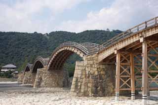 Foto, materieel, vrij, landschap, schilderstuk, bevoorraden foto,Kintai-kyo Bruggen, Kintai-kyo Bruggen, Befaamd lokaal, Bezoekende touristenplaats stip, Brug