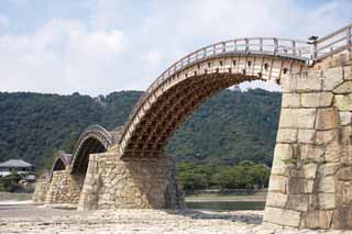 fotografia, materiale, libero il panorama, dipinga, fotografia di scorta,Kintai-kyo fa un ponte su, Kintai-kyo fa un ponte su, luogo notato, facendo il turista macchia, ponte