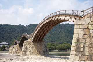 Foto, materieel, vrij, landschap, schilderstuk, bevoorraden foto,Kintai-kyo Bruggen, Kintai-kyo Bruggen, Tekende lokaal aan, Bezoekende touristenplaats stip, Brug