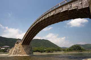 Foto, materiell, befreit, Landschaft, Bild, hat Foto auf Lager,Kintai-kyo-Brcke, Kintai-kyo-Brcke, bemerkte Stelle, das Besichtigen von Stelle, Brcke