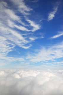 Foto, materiell, befreit, Landschaft, Bild, hat Foto auf Lager,Es ist in einem Meer der Wolken leer, Meer der Wolken, Das Wetter, Die Stratosphre, blauer Himmel