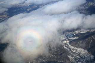 Foto, materieel, vrij, landschap, schilderstuk, bevoorraden foto,Verschijnsel van brocken spectre, Beroemdheid, Kring, , Sneeuw