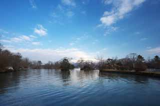 Foto, materieel, vrij, landschap, schilderstuk, bevoorraden foto,Onumakoen winter scne, , Plas, Plas Onuma, Blauwe lucht