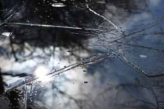 fotografia, materiale, libero il panorama, dipinga, fotografia di scorta,Il cielo di lato di ghiaccio, Ghiaccio, lago, Lago Onuma, Gelandosi